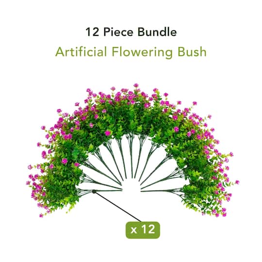 13" UV Resistant Artificial Flowering Mini Rose Bushes